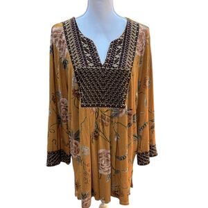 Soft Surroundings Mustard Floral Tunic